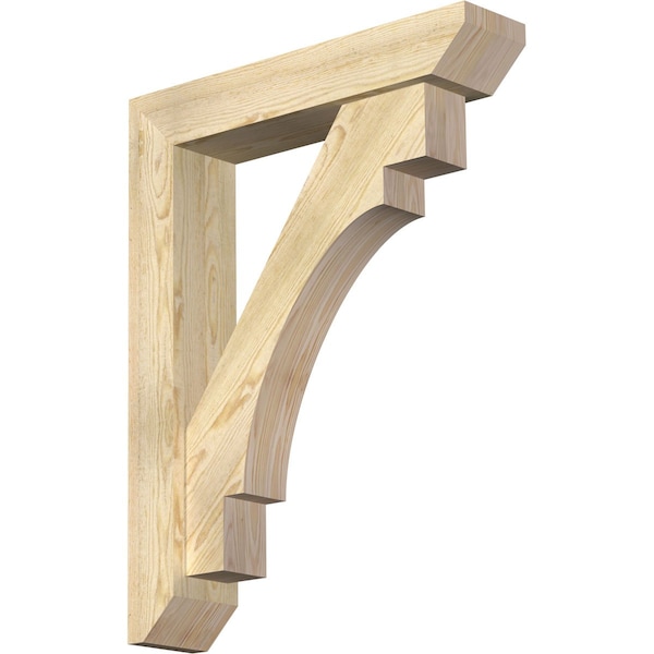 Ekena Millwork Merced Slat Rough Sawn Bracket w/ Offset Brace, Douglas Fir, 6"W x 28"D x 36"H BKT0604X28X36MRC06RDF - main